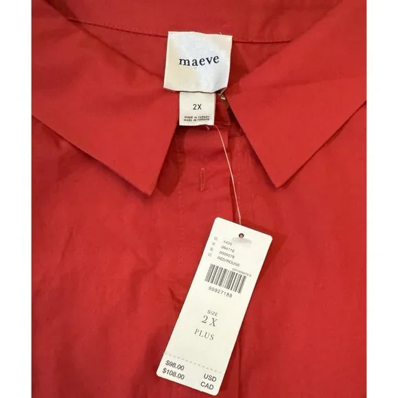 NWT Size 2X- Anthropologie 100% Cotton Lantern-Sleeve Blouse (NWT US$98) - Picture 9 of 16